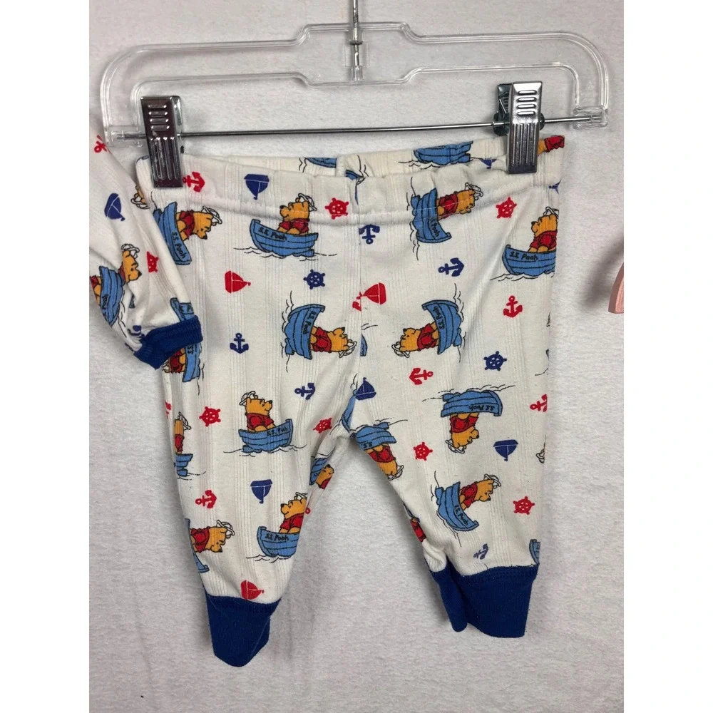 Vtg Disney Winnie the Pooh Baby Nautical Cardigan Top Pants Set Sz NB White Blue - Picture 6 of 8